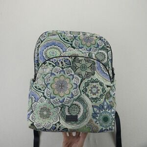 Vera Bradley Backpack Green Blue Sketched Medallion Print Laptop Bag VBI23